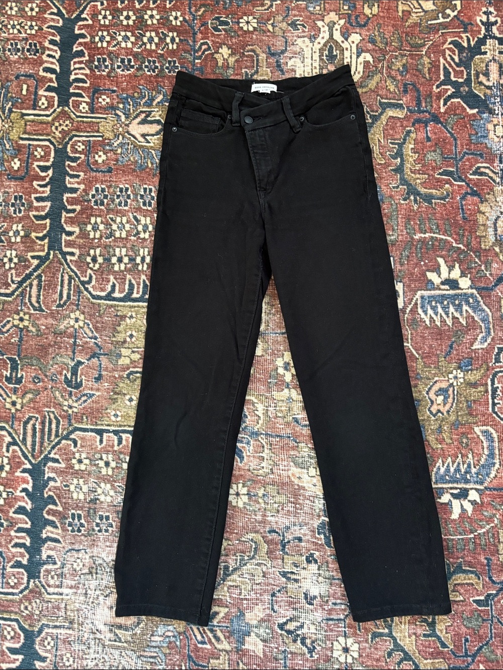 Good American Stretchy Black Women's Jeans - Slim Straight